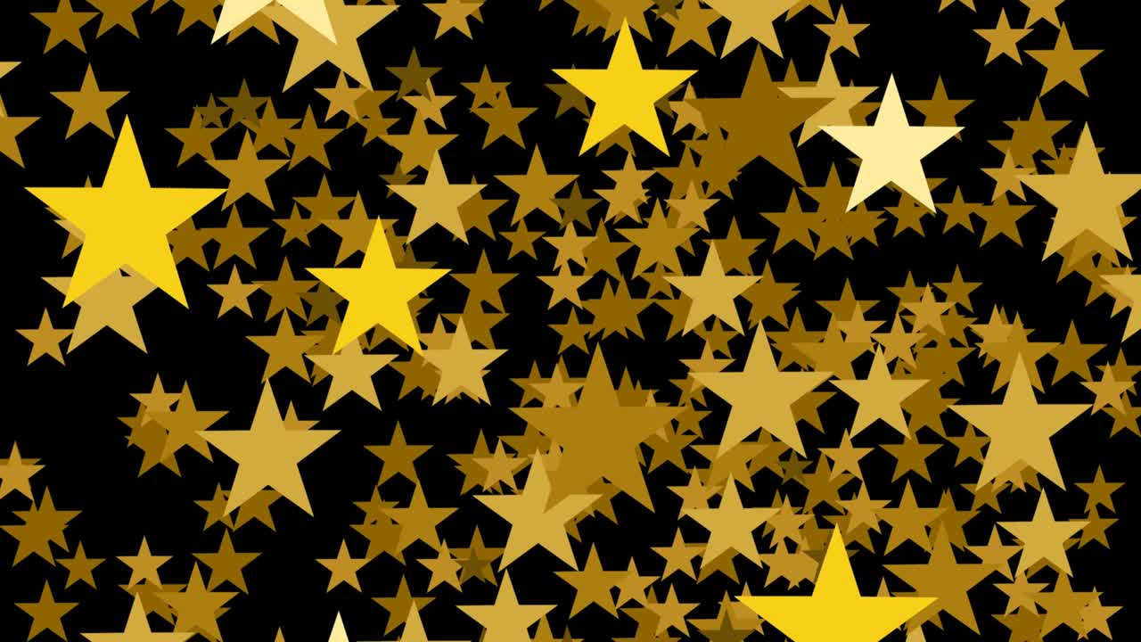 크리스마스 2d 애니메이션: 검은 바탕에 황금 별