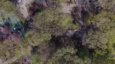 Drone-Moves-Forward---New-York-City,-Manhattan,-Tompkins-Square-Park