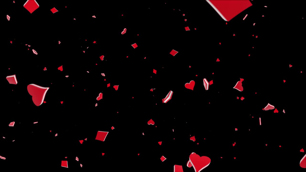 4k 3D Loop Creative background, roulette, gaming dice, cards, casino chips on a dark Animation.