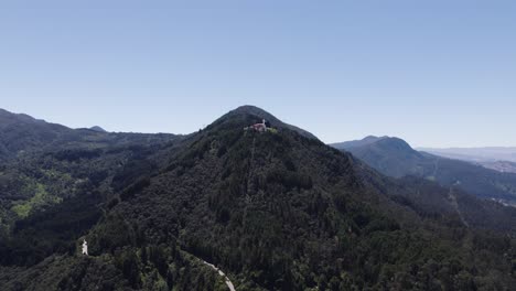 Guadalupe-Virgin-Sanctuary-on-Bogota-Hilltop,-Colombia---aerial-view