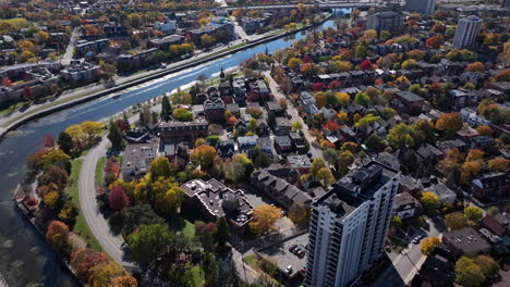 downtown residential neighborhood ottawa autumn aerial