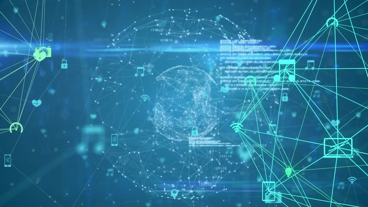 파란색 배경에 연결 네트워크의 지구