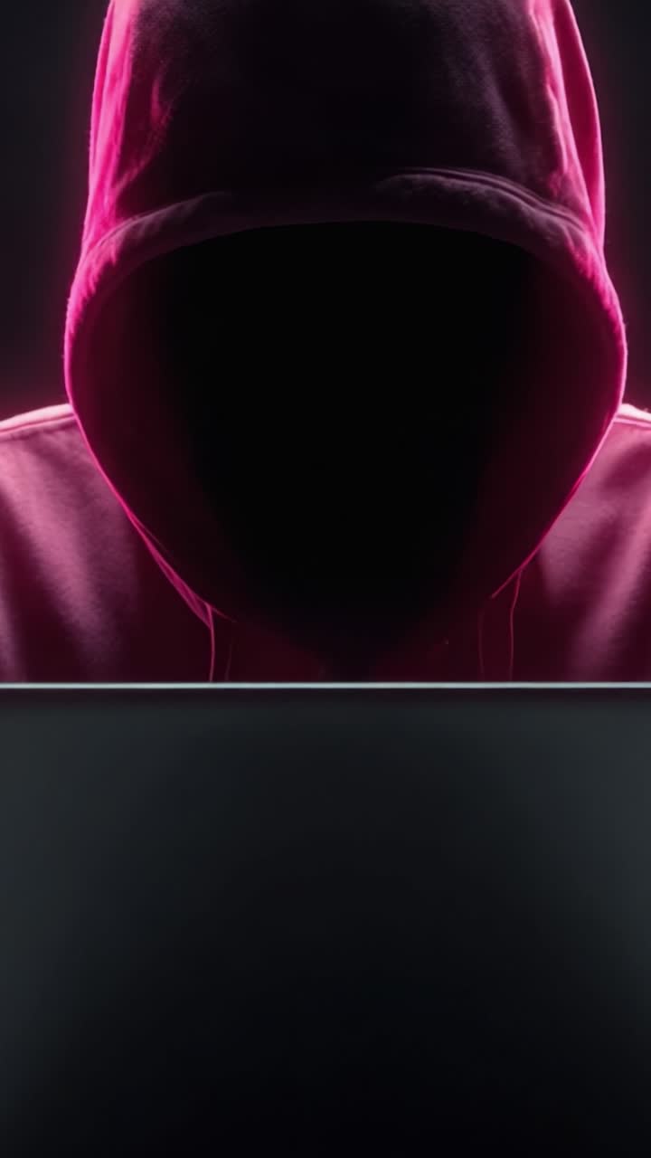Una figura misteriosa avvolta nell'ombra: l'enigmatica presenza di un individuo incappucciato impegnato con la tecnologia, che rappresenta l'intrigante mondo della cybersicurezza e dell'anonimato digitale.