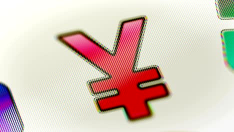yen icon on the screen. looping.