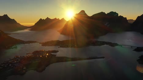 evening sunset lofoten islands norway. reine lofoten is an archipelago in the county of nordland, norway.