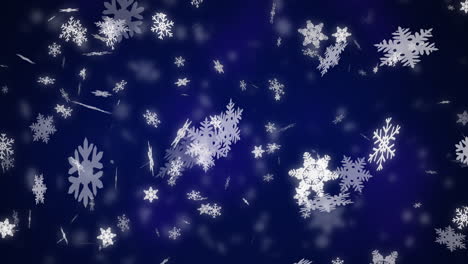 Animation-of-snow-falling-on-blue-background