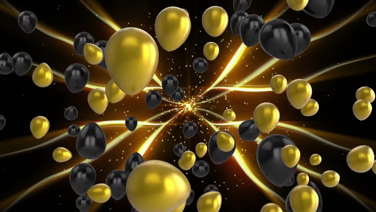 globos de oro flotantes y luz