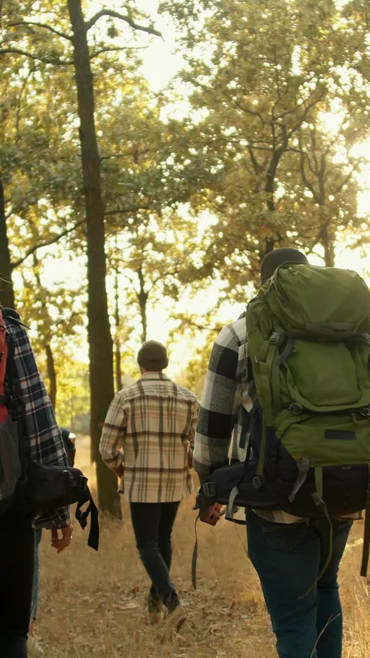excursionistas en un bosque