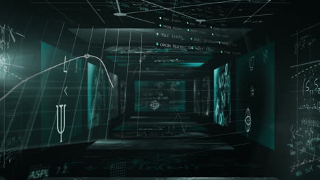 animation of statistics processing and scientific data on screens