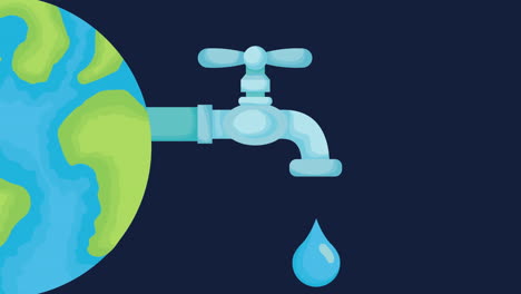 water day campaign animated with world planet and tap