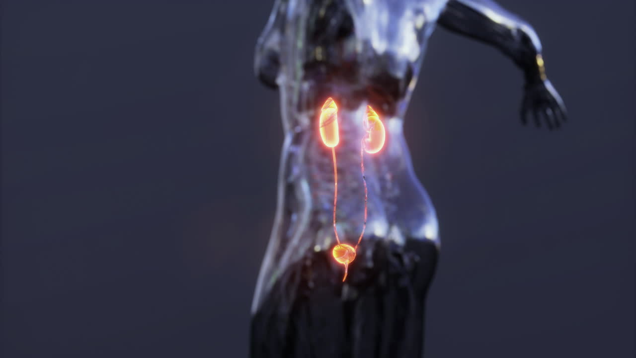 Detailed illustration of human kidney anatomy and function in the body