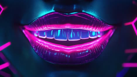 retrato de labios de neón brillantes