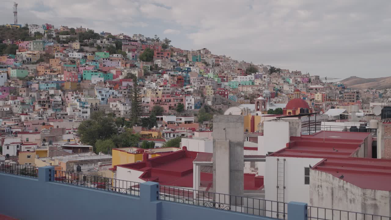 Colorful hillside town cityscape
