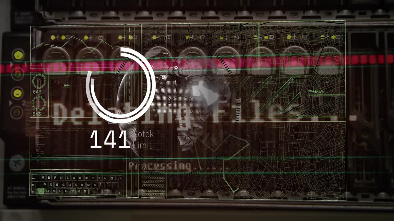 animación del procesamiento de datos con conexiones a través de servidores informáticos