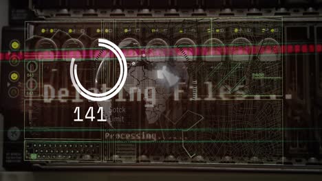 animation of data processing with connections over computer servers