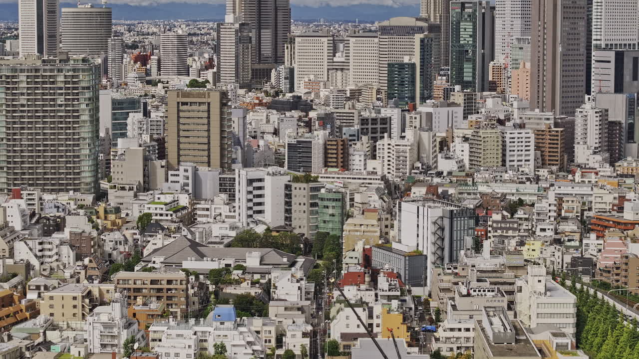 Tokyo Japan Aerial v209 zoomed birds eye view drone flyover Sendagaya capturing high-density downtown urban cityscape of Shinjuku city at daytime - Shot with Mavic 3 Pro Cine - October 2023