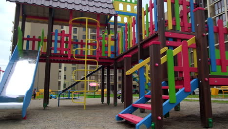 colorful children's playground in apartment complex
