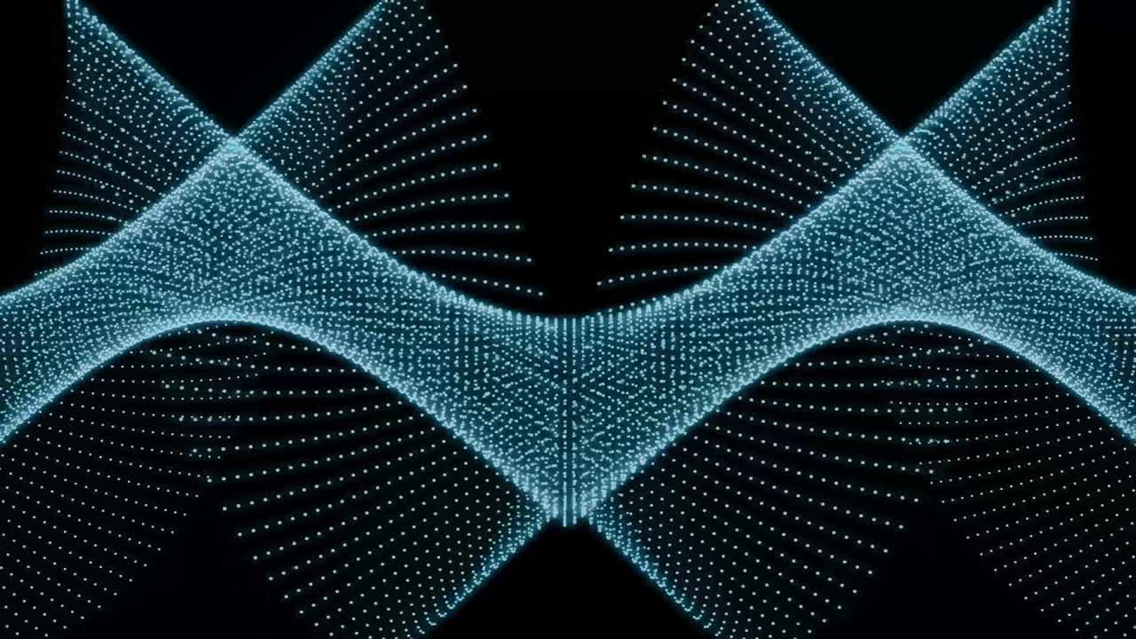 Abstract blue dots arranged in a swirling wave and look modern.