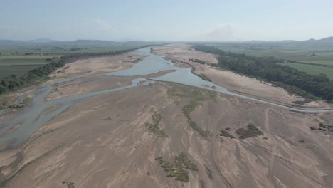 river drought over burdekin in far north queensland, australia