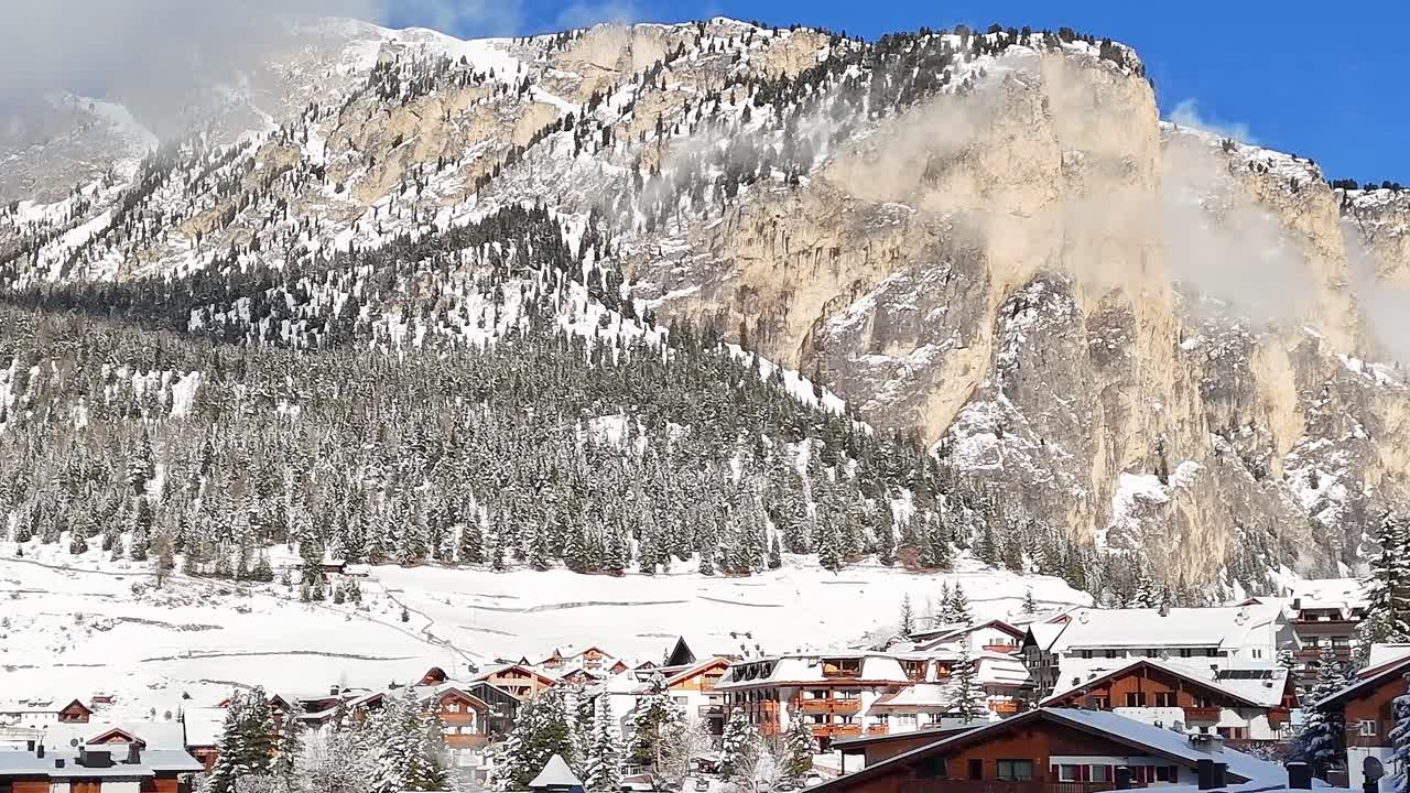 Snow covered mountains in the Alps region of Italy during winter