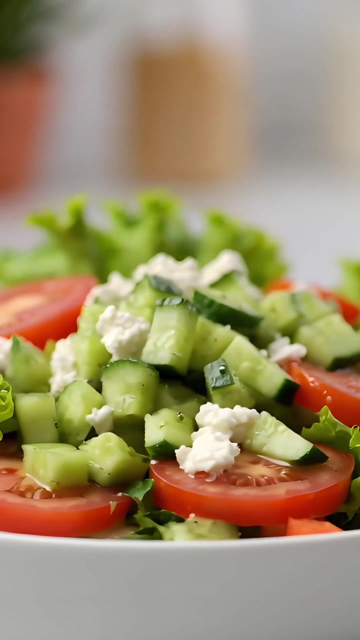 Frisk sunn salat på uskarp bakgrunn 4K