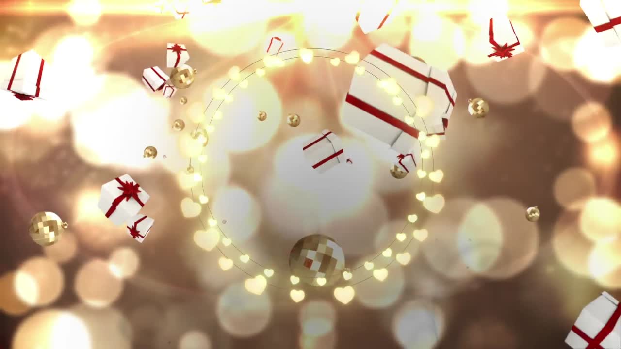 animación del marco de luces de hadas con espacio de copia y presenta en el fondo