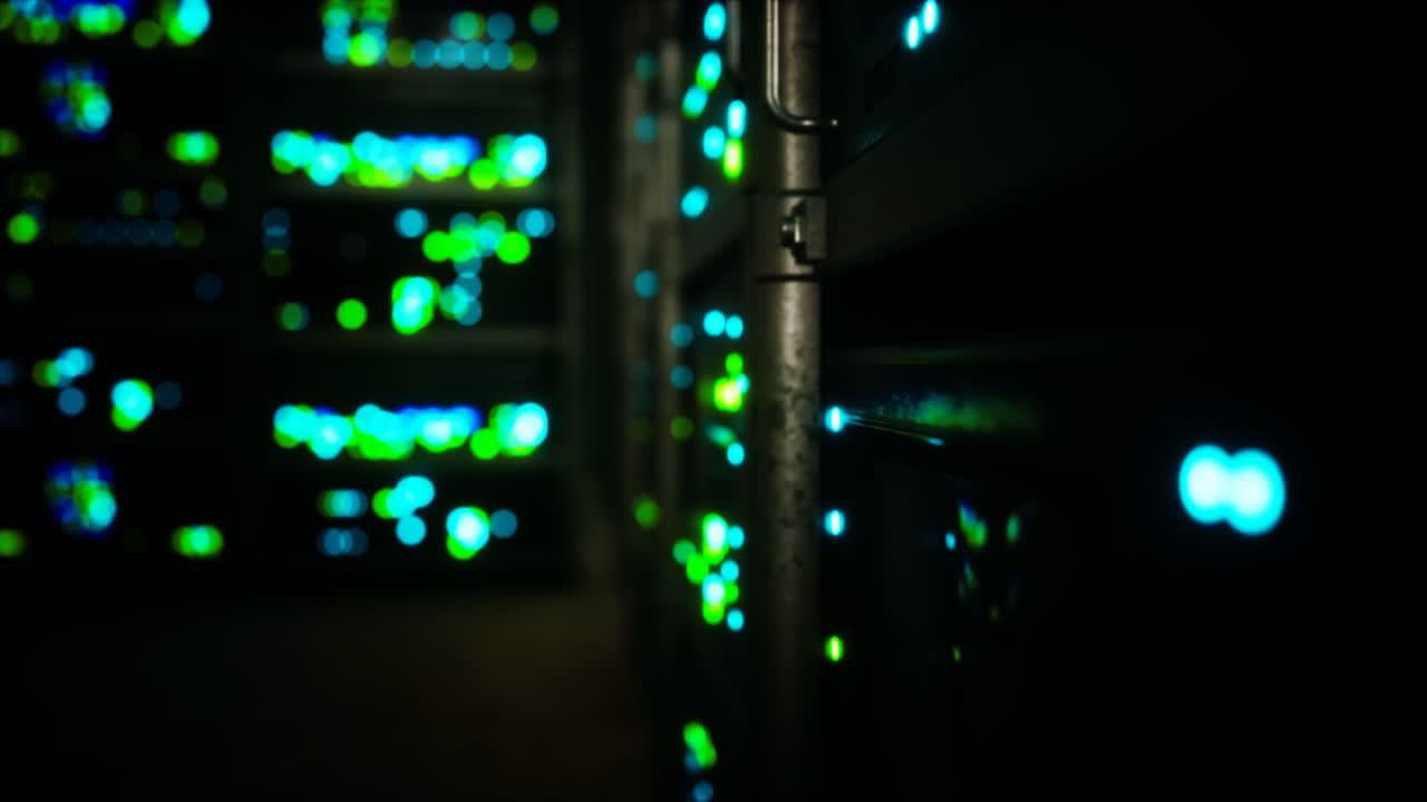 Clean industrial interior of a data server room with servers