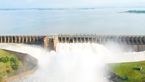 dam wall overflowing from a gravity type dam, vaal dam south africa