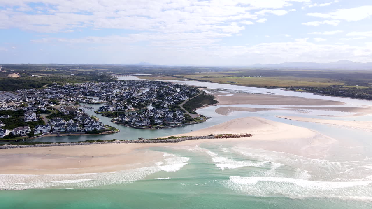 St Francis Bay scenic seaside village with iconic canal-side properties, aerial