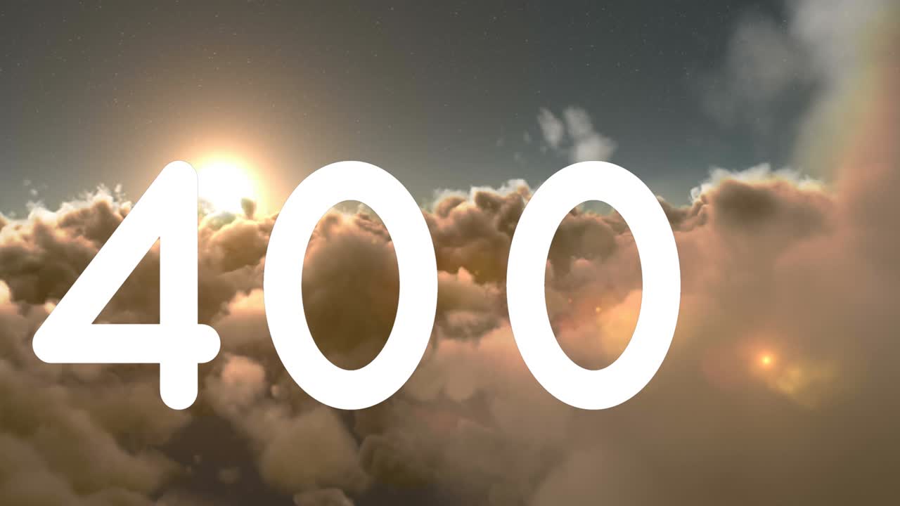 animación de números que crecen sobre las nubes y el cielo