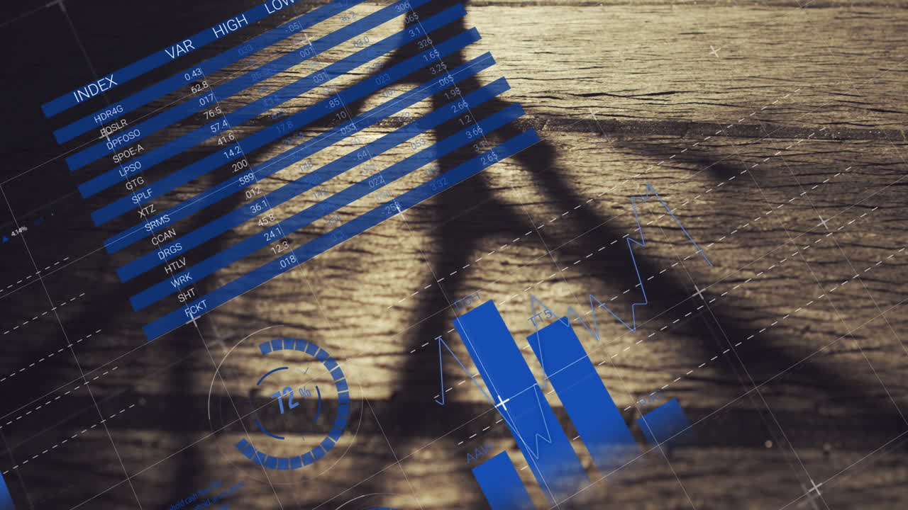 Animation of data processing over people walking on street