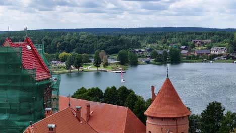 stunning aerial view of trakai castle and lake galve