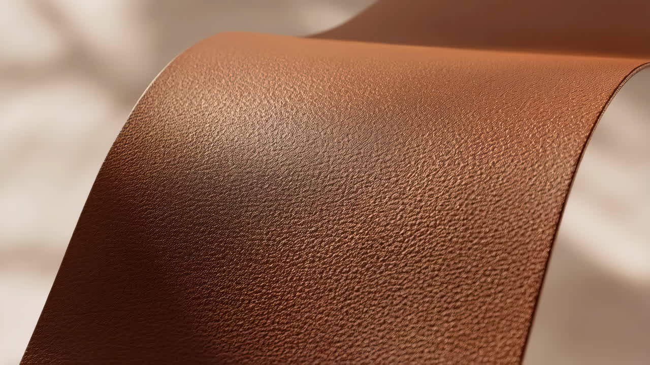 Close-up of a textured brown faux leather material