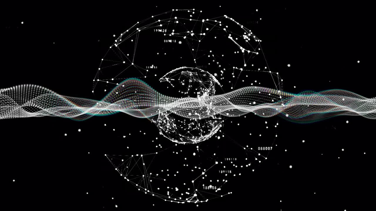 Animation of globe with connections and data processing