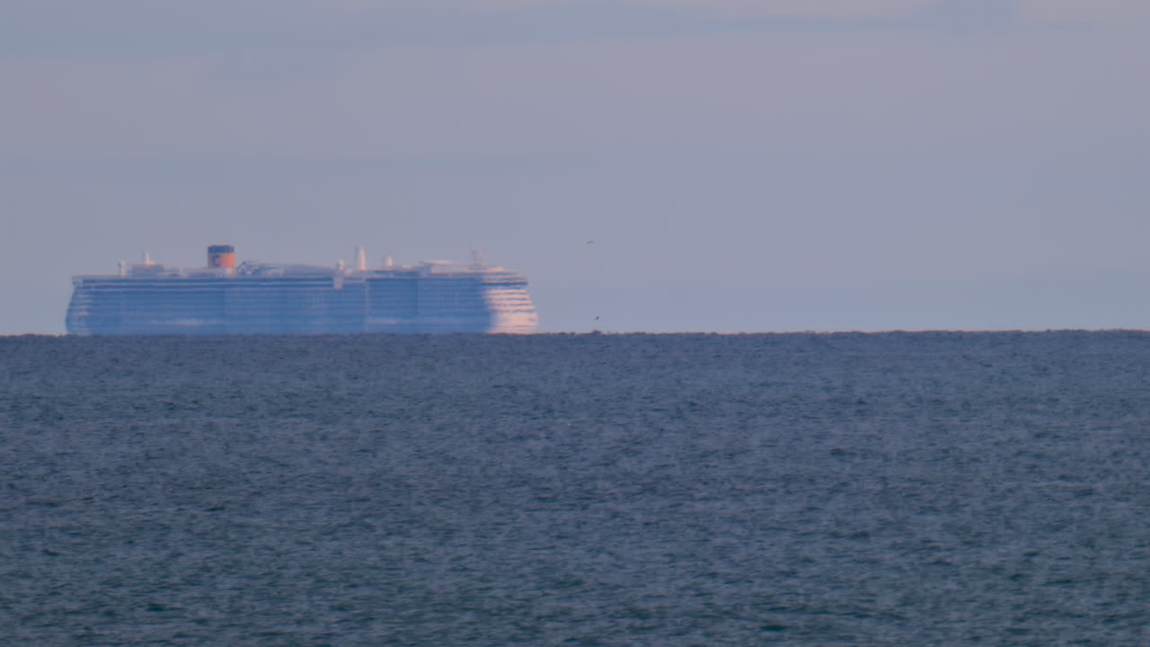 Blurred view of a ship moving on the sea