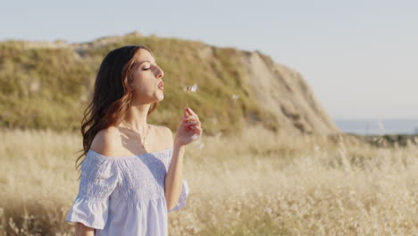 blowing the flowers