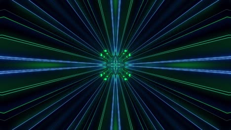 sci-fi tunnel transformer with blue green neon lights. 4k looped abstract high-tech tunnel. camera flies through changing tunnel. background in the style of cyberpunk or high-tech future. 7