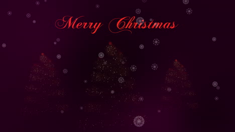 Título-De-Feliz-Navidad-Con-árboles-Mágicos-Que-Aparecen-Con-Copos-De-Nieve-En-Púrpura-Oscuro