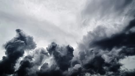 gray clouds in the sky accompanied by a thunderstorm in them