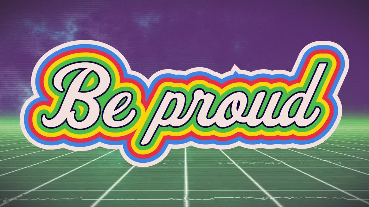 파란색 배경에 다채로운 글자로 인사 텍스트의 애니메이션