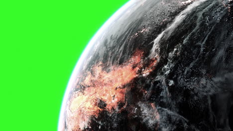 4k pantalla verde planeta tierra con nubes dinámicas y atmósfera - animación 3d cgi
