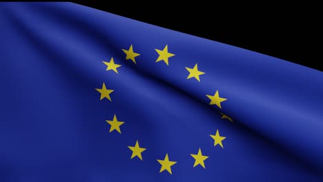 alpha channel european union flag waving in wind. europe banner silk blowing