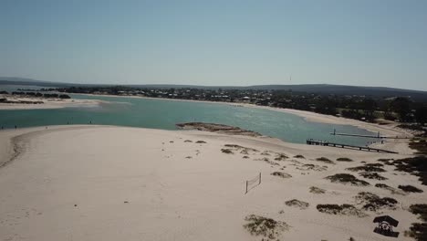 flying towards karratha beach western australia, aerial