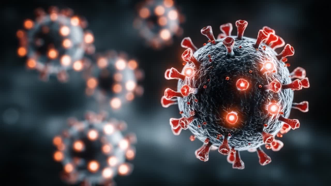 Immagini ravvicinate dettagliate di virus microscopici che mostrano strutture e caratteristiche uniche, evidenziando la loro complessità e l'impatto sulla salute