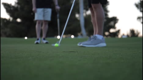 people playing golf on a green golf course
