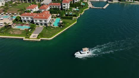 luxurious seaside villas and yacht cruising in portonovi, montenegro, aerial view