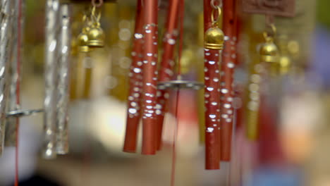 Close-up-wind-Chimes-hangs-on-the-porch-of-the-house