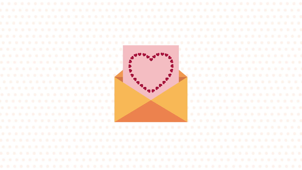 사랑 봉투와 함께 발렌타인 데이 애니메이션 카드