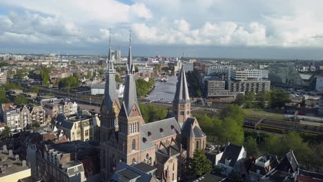 aerial parallax around old church