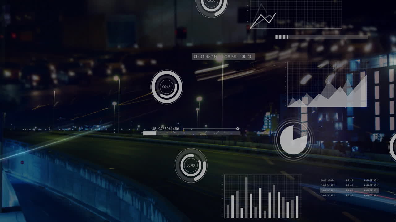 análisis de datos y animación de gráficos sobre el tráfico de la ciudad por la noche